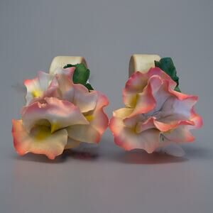 1940s Capodimonte Flowers Fabar Gold Label Artistic Napkin Ring Rare Exquisite